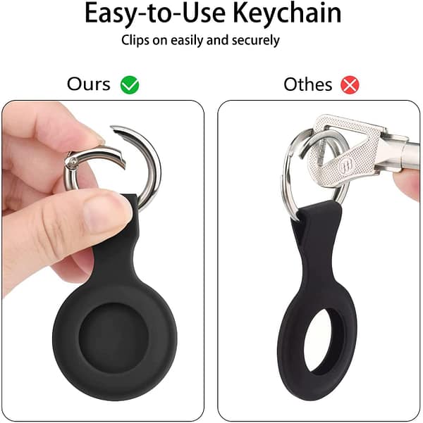AirTag Keychain Silicone AirTag Case Compatible with Apple Air Tag 2022 AirTag Dog Collar, 4 Pack AirTag Holder for Apple AirTags Loop Key Ring Wallet Accessories Black/Gray/Blue/White