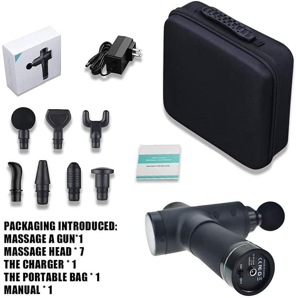 Muscle Body Massage Gun, Handheld Muscle Massage Gun ，30 Speeds Percussion Muscle Massager Gun with 7 Massager Heads Gun Massager for Deep Tissue Massage