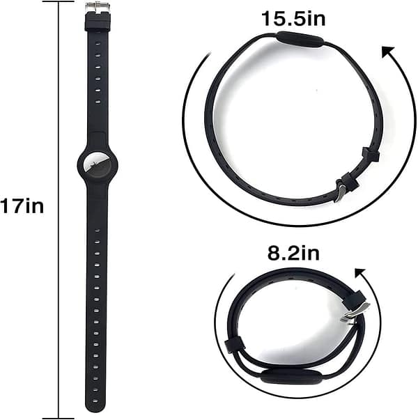 Pyhot Black AirTag Holder, Adjustable Anti-Lost Soft Silicon Lightweight Pet Collar for AirTag 2021