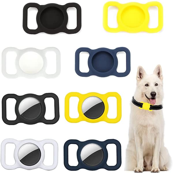 4 Pack Protective Case for Airtag, Portable Pet Collar Holder Compatible with Air Tag, Waterproof Silicone Airtag Keychain Locator Tracker Anti-Lost Device for Dog Cat Track Dog Cat Pet Wallets Accessory