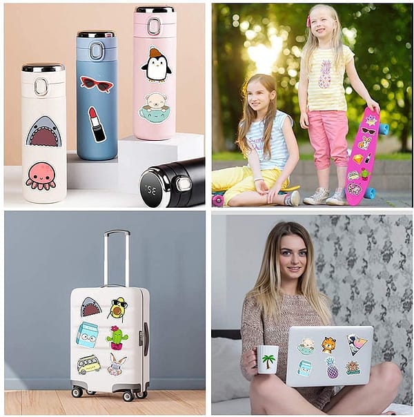 EOCOYAR Cute Stickers for Water Bottles Hydroflasks Skateboard Laptop, 100 PCS Waterproof Stickers for Teens&Girls, Stickers Packs Waterproof Girly Stickers Kawaii Stickers