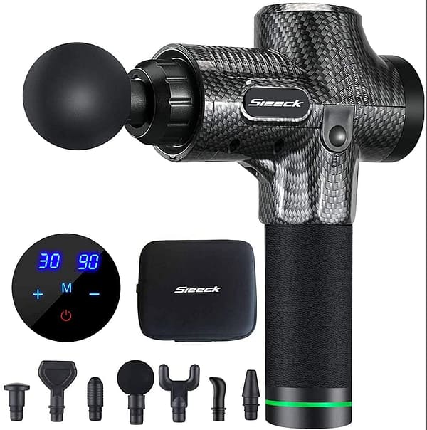 Handheld Massage Gun for Muscle Body Pain Relief & Relax, Super Quiet Deep Tissue Muscle Massager Fast Recovery, 30 Speeds Level & 7 Massage Heads