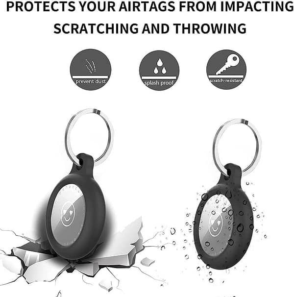 Airtags Case, Silicone Airtag Case Anti-Scratch Protective Waterproof Air Tag Keychain Airtag Holder, AirTag Key Ring with Keychain for Tracker Device Key Finder (Red)
