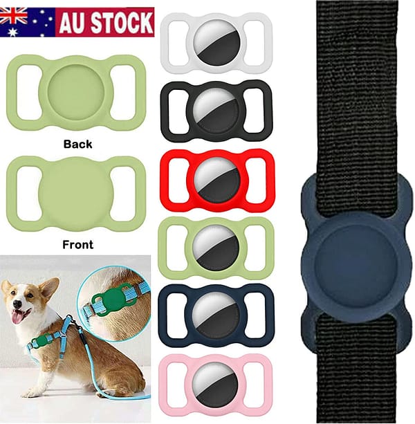 Silicone Pet Protective Case for Airtag Loop Apple GPS Finder Dog Cat Collar AU (Black)
