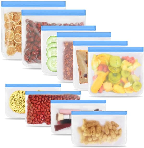 Reusable Ziplock Bags,10 Pack BPA Free Storage Bags Kitchen Storage & Organisation Freezer Bags Kitchen Tools & Gadgets
