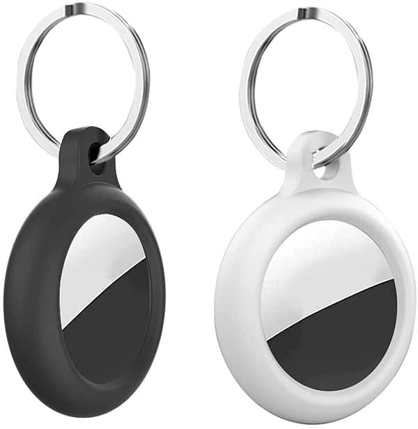 Silicon AirTag Case Compatible with Apple Air Tag 2021, [2-Pack] Anti-Scratch AirTag Holder Protective Skin Cover Air Tag Keychain