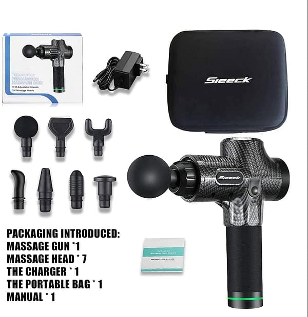 Handheld Massage Gun for Muscle Body Pain Relief & Relax, Super Quiet Deep Tissue Muscle Massager Fast Recovery, 30 Speeds Level & 7 Massage Heads