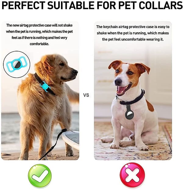 AirTag Dog Pet Collar Tracking Holder, Waterproof Slilcon Case for Air Tag 2021,Anti-Scratches AirTag Accessories Holder with Keychain Items Finder 2 Pack Black&Green
