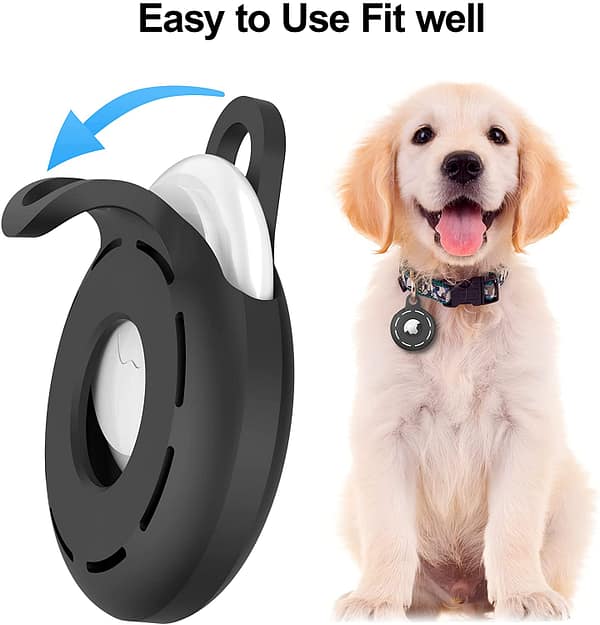 AirTag Holder Soft Silicone AirTag case 4 Pack AirTag Keychain Accessories Easy to Attach to Wallets, Keys, Pet Collars (Black)