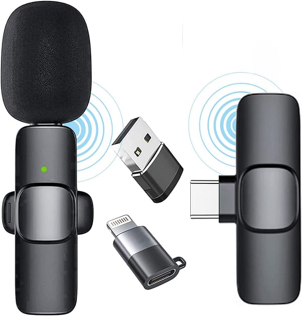 Wireless Lapel Lavalier Microphone for Android & iPhone iPad Recording,Plug-Play Lapel Auto-syncs Mic for YouTube, Facebook Live Stream, Video Recording