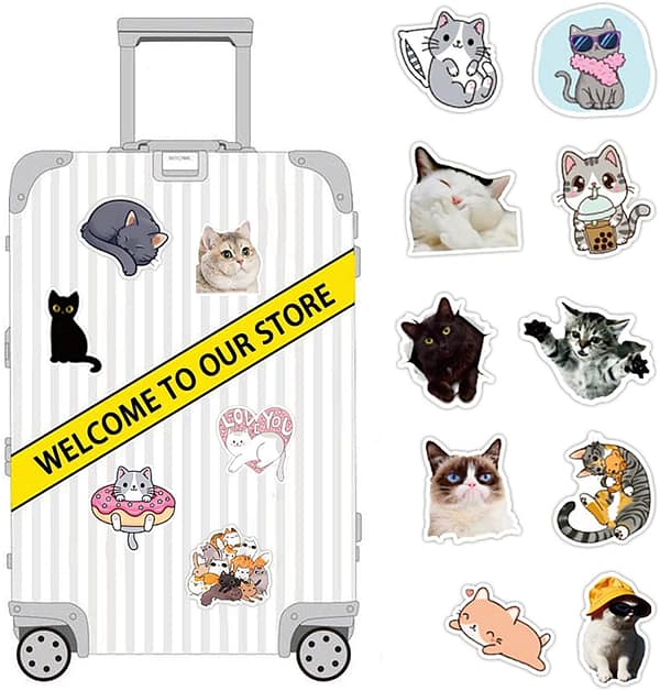 Cute Cats Sticker 50 Pack for Kids Adult Teens Waterproof Vinyl Stickers for Laptop Water Bottle Phone Decor
