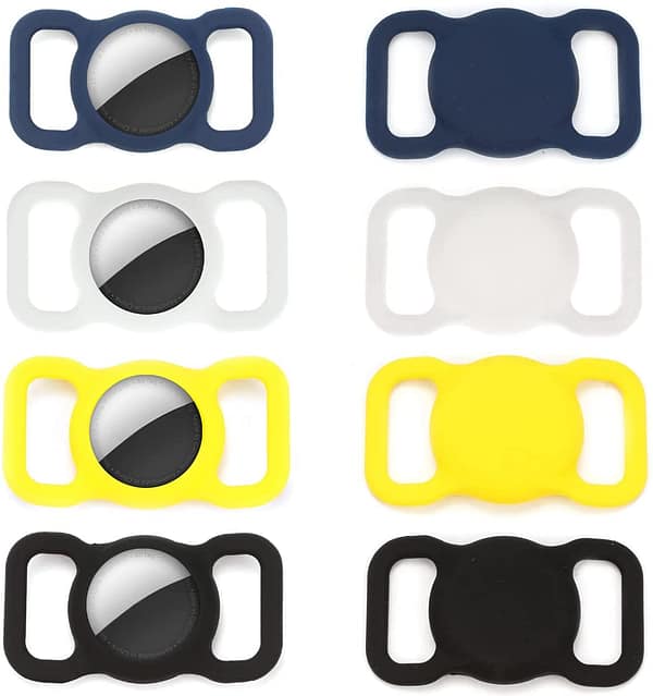 4 Pack Protective Case for Airtag, Portable Pet Collar Holder Compatible with Air Tag, Waterproof Silicone Airtag Keychain Locator Tracker Anti-Lost Device for Dog Cat Track Dog Cat Pet Wallets Accessory