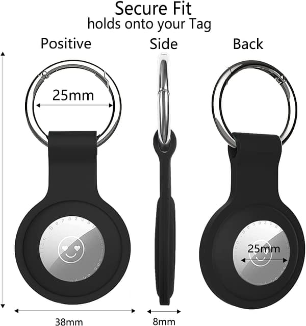 GENREEN Air Tag Anti Lost Case Compatible with Apple AirTag 2021, 4-Pack AirTag Waterproof Keychain Holder, AirTags Lock Dog Collar with Key Ring Accessories Black Grey Blue White