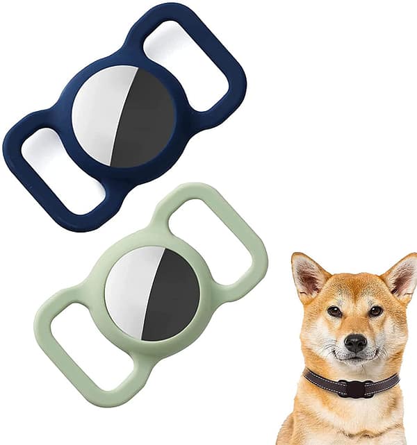 2 Pcs Airtag Dog Collar Holder, Pet Silicone Protective Case for Apple Airtag GPS Finder Dog Cat Collar Loop, Bluetooth Tracker Cover Bluetooth Finder Case for Pet Children Elderly Bags (D)