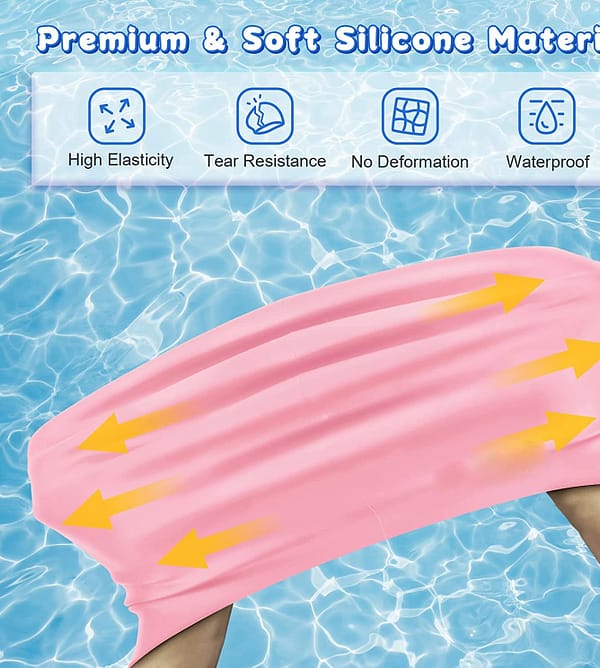 Long Hair Swim Cap for Kids Youth Silicone Waterproof Swimming Cap for Girls Boys 8yr+