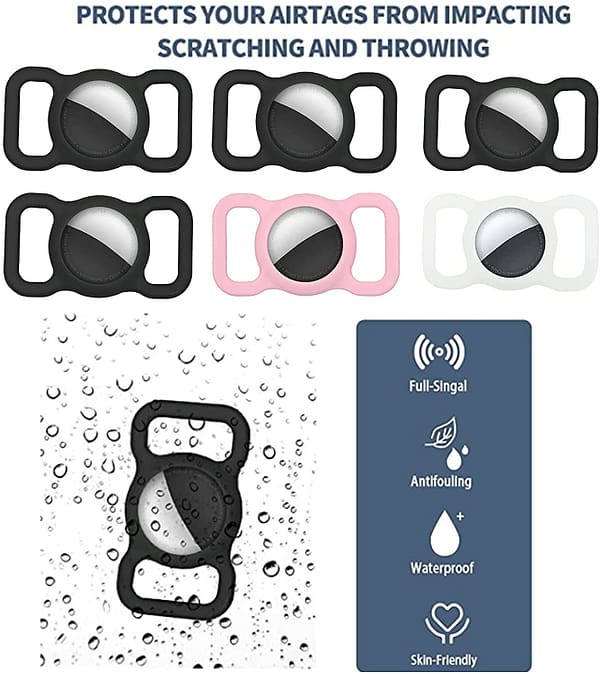 Airtag Dog Collar Pet Collar Dog Silicone Protective Cover Collar Cat Pet Loss Prevention Collar Tracker Locator Silicone Case Suitable for AirTags