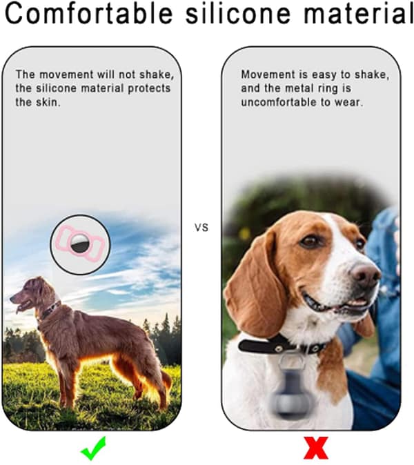 Airtag Dog Collar Pet Collar Dog Silicone Protective Cover Collar Cat Pet Loss Prevention Collar Tracker Locator Silicone Case Suitable for AirTags