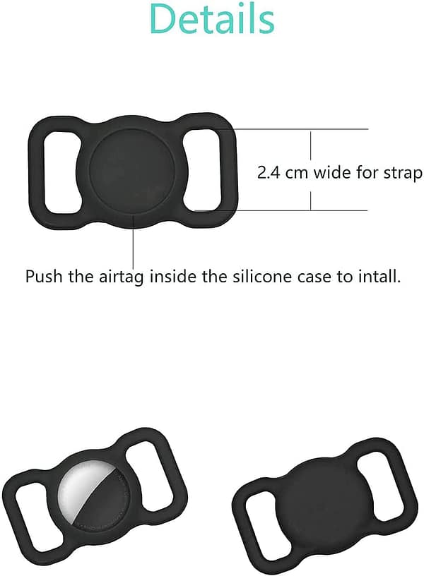 2 Pcs Airtag Dog Collar Holder, Pet Silicone Protective Case for Apple Airtag GPS Finder Dog Cat Collar Loop, Bluetooth Tracker Cover Bluetooth Finder Case for Pet Children Elderly Bags (D)