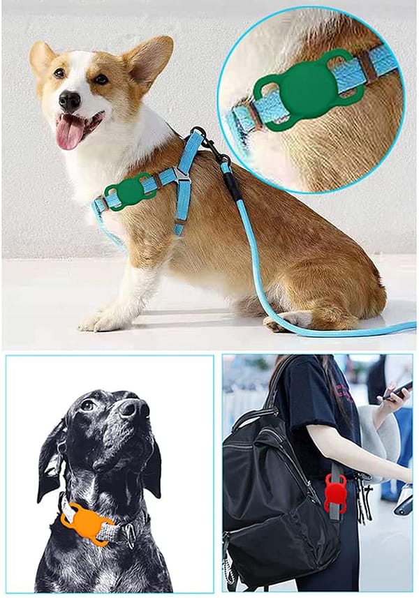 Silicone Case Compatible with AirTag Pet Collar, AirTag Protective Case for Dog Cat Collar 2 PCS (2-Black)