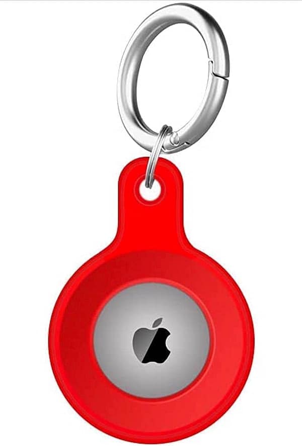 Airtags Case, Silicone Airtag Case Anti-Scratch Protective Waterproof Air Tag Keychain Airtag Holder, AirTag Key Ring with Keychain for Tracker Device Key Finder (Red)