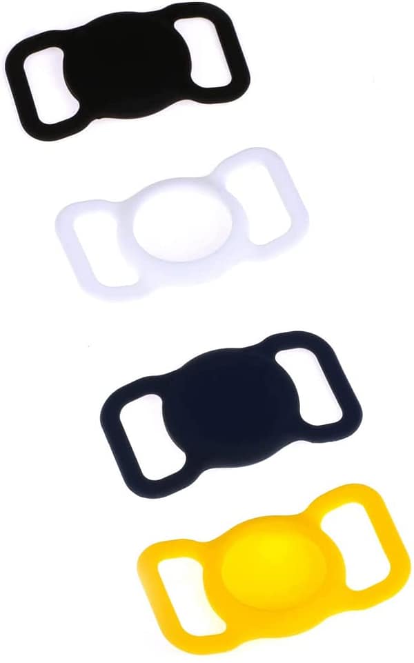 4 Pack Protective Case for Airtag, Portable Pet Collar Holder Compatible with Air Tag, Waterproof Silicone Airtag Keychain Locator Tracker Anti-Lost Device for Dog Cat Track Dog Cat Pet Wallets Accessory